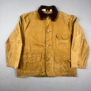 Sears Hunting Jacket Mens Medium Brown Canvas Corduroy Game Pouch Vintage Coat